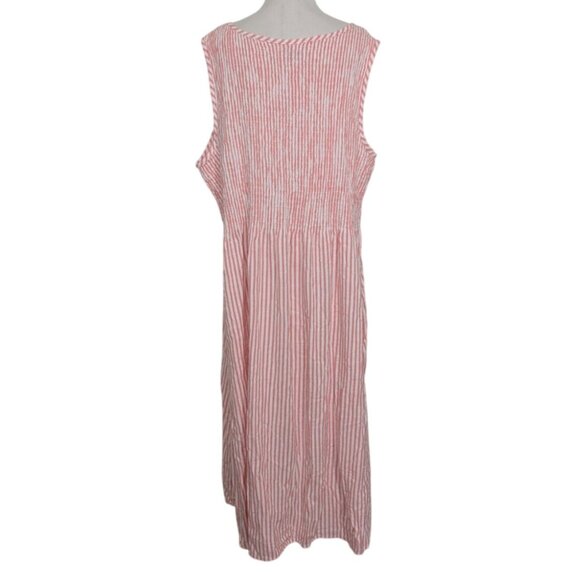 Croft & Barrow Stripe Smocked Dress Womens Plus Size 2X Pink Stretch Sleeveless - Picture 8 of 10